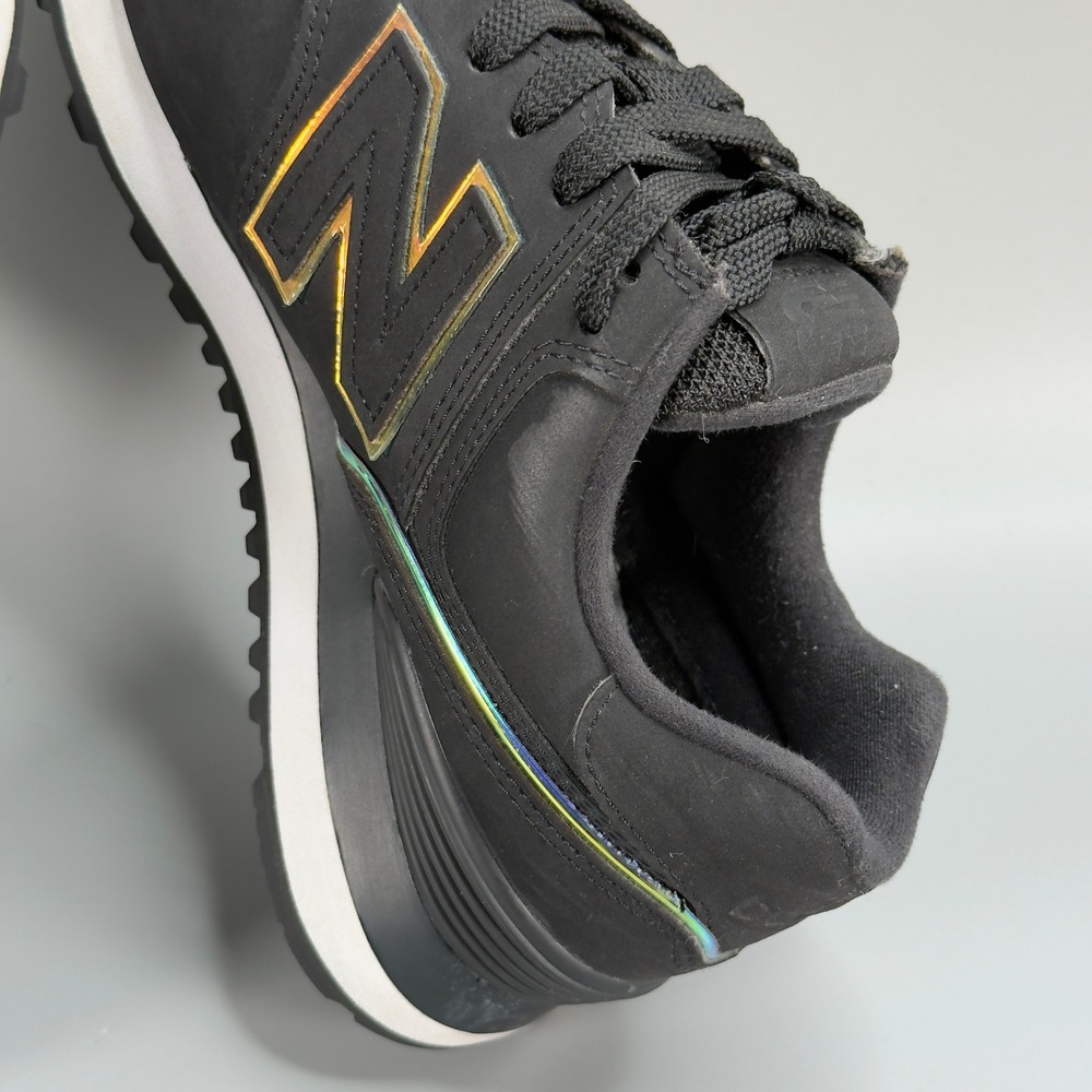 New Balance 574 Womens 6 B Casual Sneaker Black Iridescent Low Lace Up Dad Shoes - Picture 12 of 16